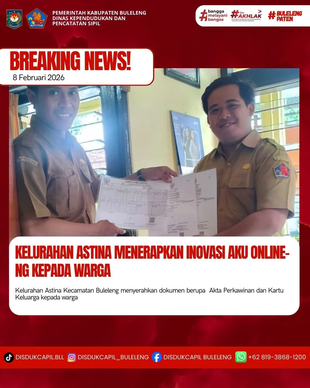 Kelurahan Astina Terapkan Layanan Aku Online-NG untuk Permudah Akses Dokumen Kependudukan