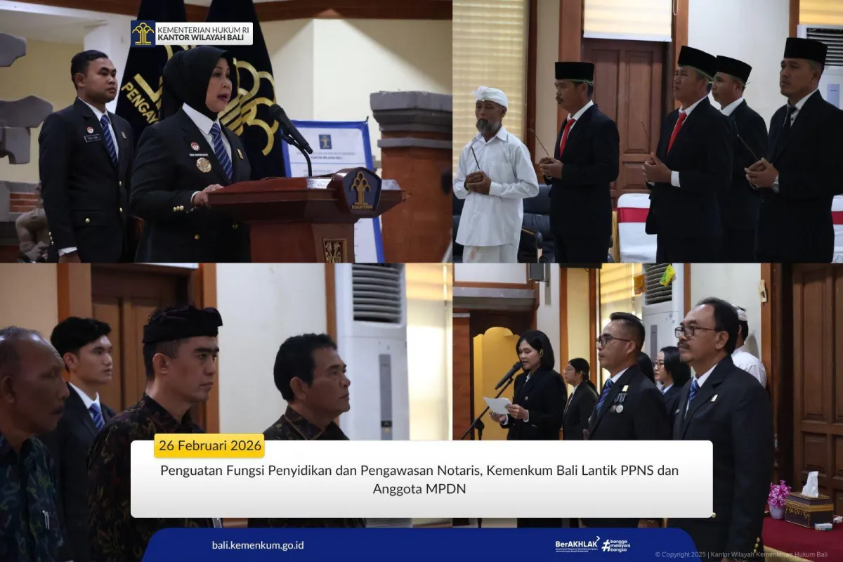 Kemenkum Bali Lantik PPNS dan MPDN untuk Penguatan Penegakan Hukum
