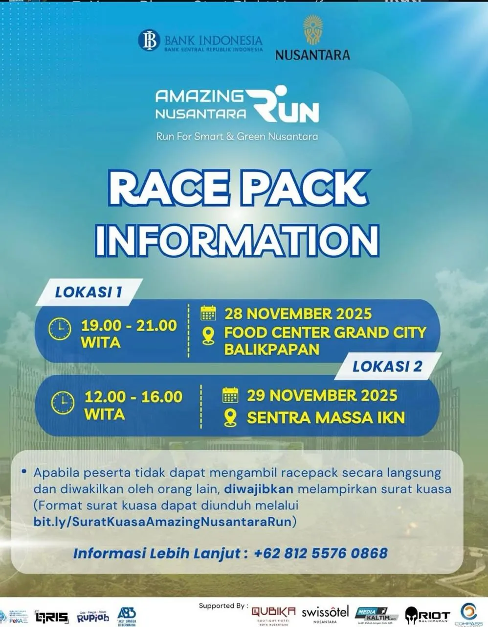 Pengambilan Race Pack Amazing Nusantara Run BI Dilaksanakan Hari Ini di IKN