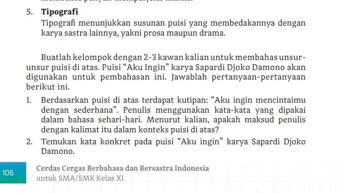 Analisis Puisi 'Aku Ingin' dalam Bahasa Indonesia Kelas 11