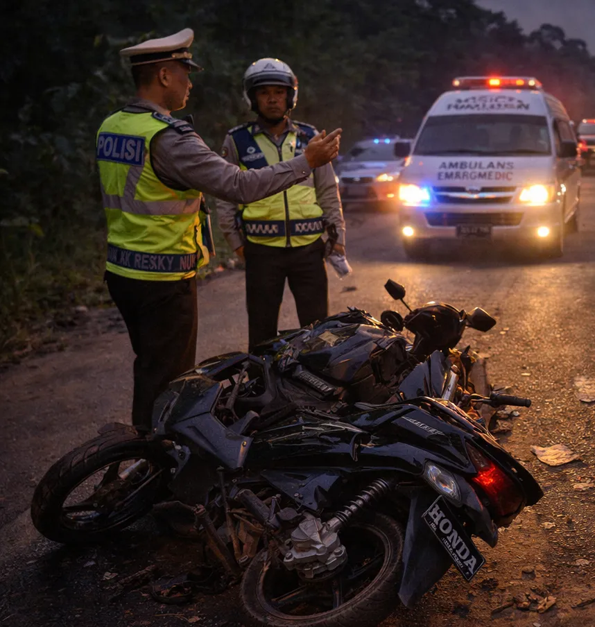Kecelakaan Lalu Lintas di Jalan Poros Bontang–Samarinda, Seorang Pelajar Luka Serius