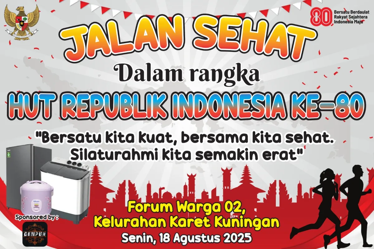 Forum Warga 02 Karet Kuningan Gelar Jalan Sehat untuk Memperingati HUT RI ke-80