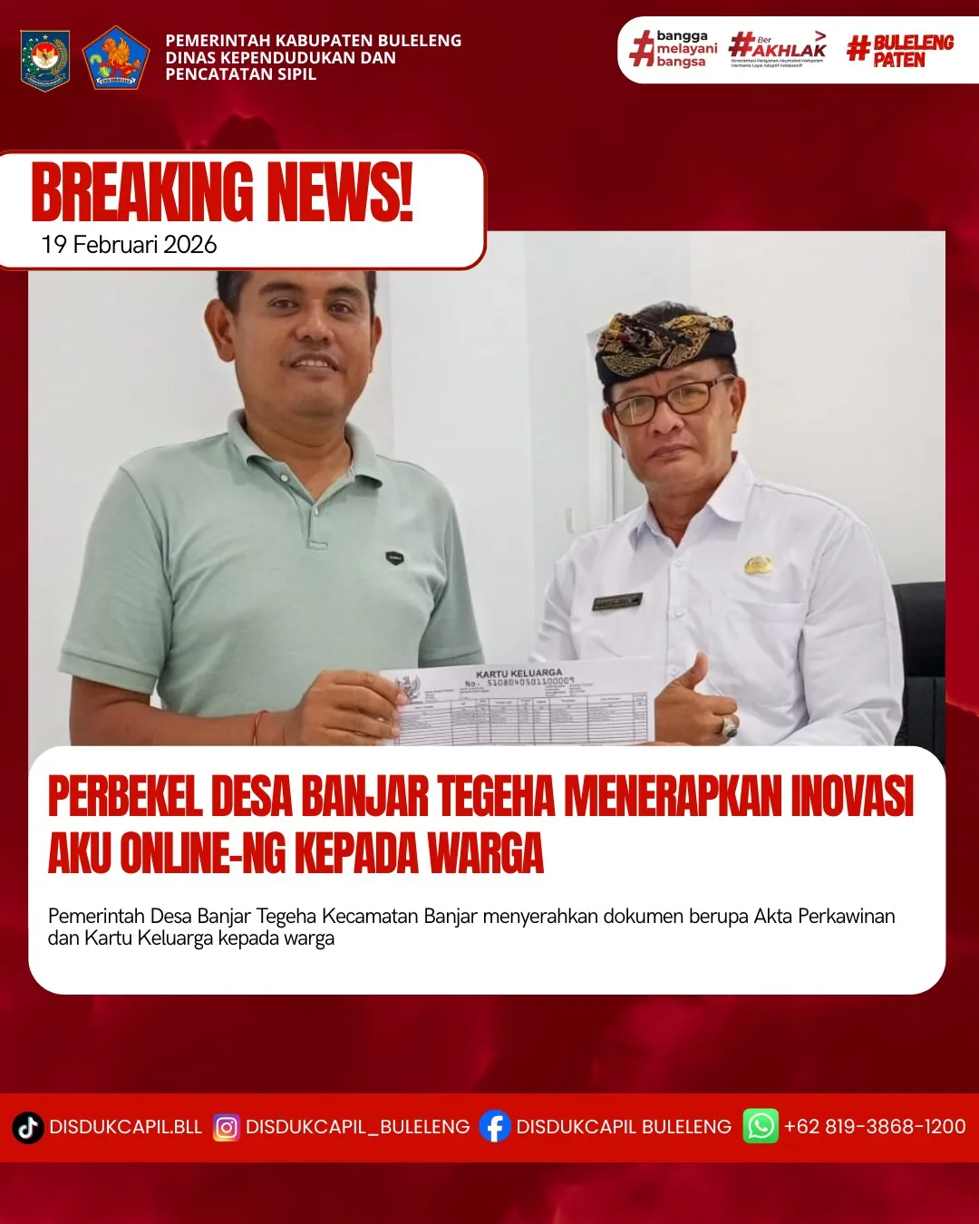 Inovasi Aku Online-NG Permudah Pengurusan Dokumen Kependudukan di Desa Banjar Tegeha