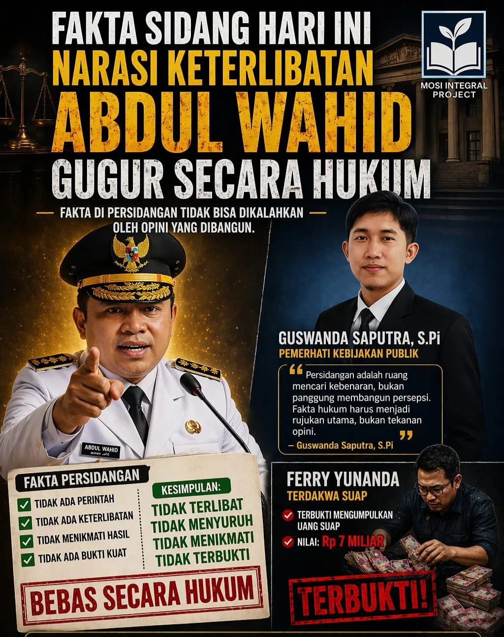 Fakta Persidangan Terungkap: Keterlibatan Gubernur Abdul Wahid Dinilai Tak Terbukti