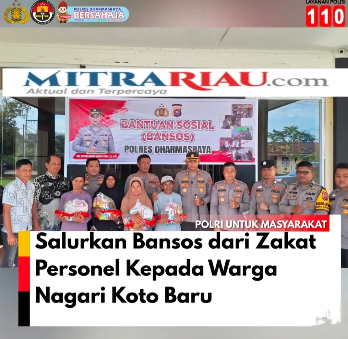 Kapolres Dharmasraya Salurkan Zakat Personel untuk Warga Nagari Lolo Baru