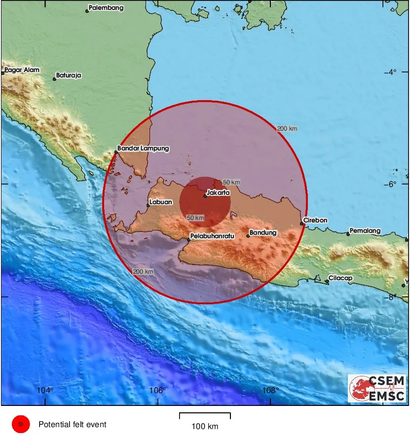 Gempa Bumi Magnitudo 4,9 Guncang Bekasi, Getaran Terasa Hingga Jakarta dan Bogor