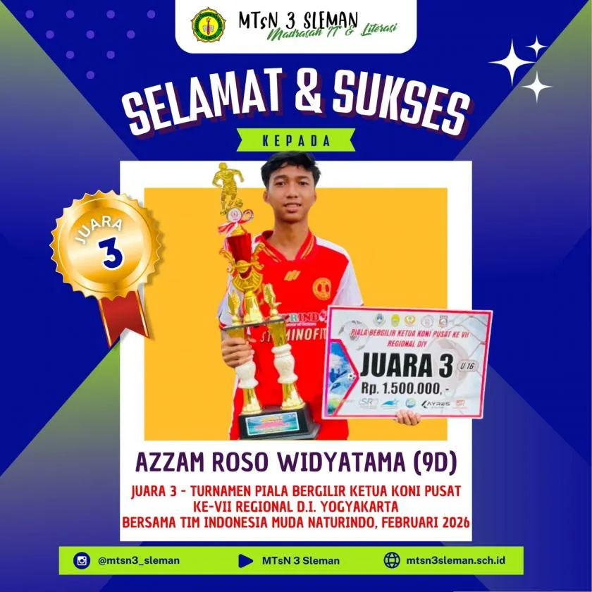 Azam Roso Widyatama Raih Juara 3 di Turnamen KONI Pusat Regional Yogyakarta 2026