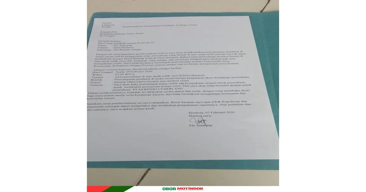 Warga Honbola Rencanakan Aksi Protes Terhadap Sengketa Lahan Sawit