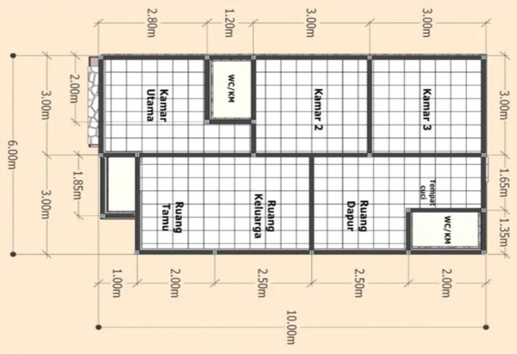 Inspirasi Denah Rumah 3 Kamar 7x12 yang Fungsional dan Estetik