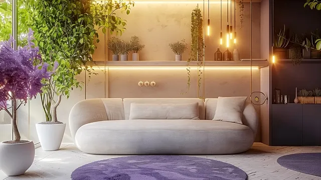 Inspirasi Ruang Tamu Ungu dan Meja Makan Minimalis untuk Hunian Stylish