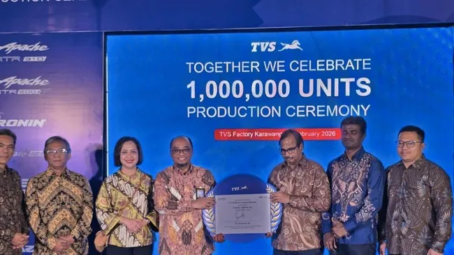 TVS Motor Capai Produksi 1 Juta Unit di Indonesia, Ekspor ke Berbagai Negara