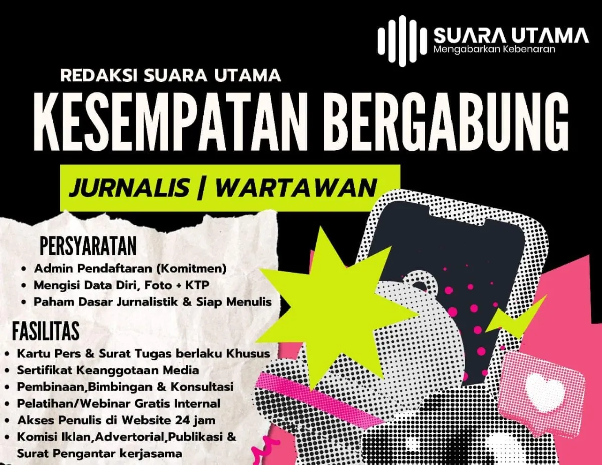 Suara Utama Buka Kesempatan Bergabung untuk Jurnalis dan Kontributor