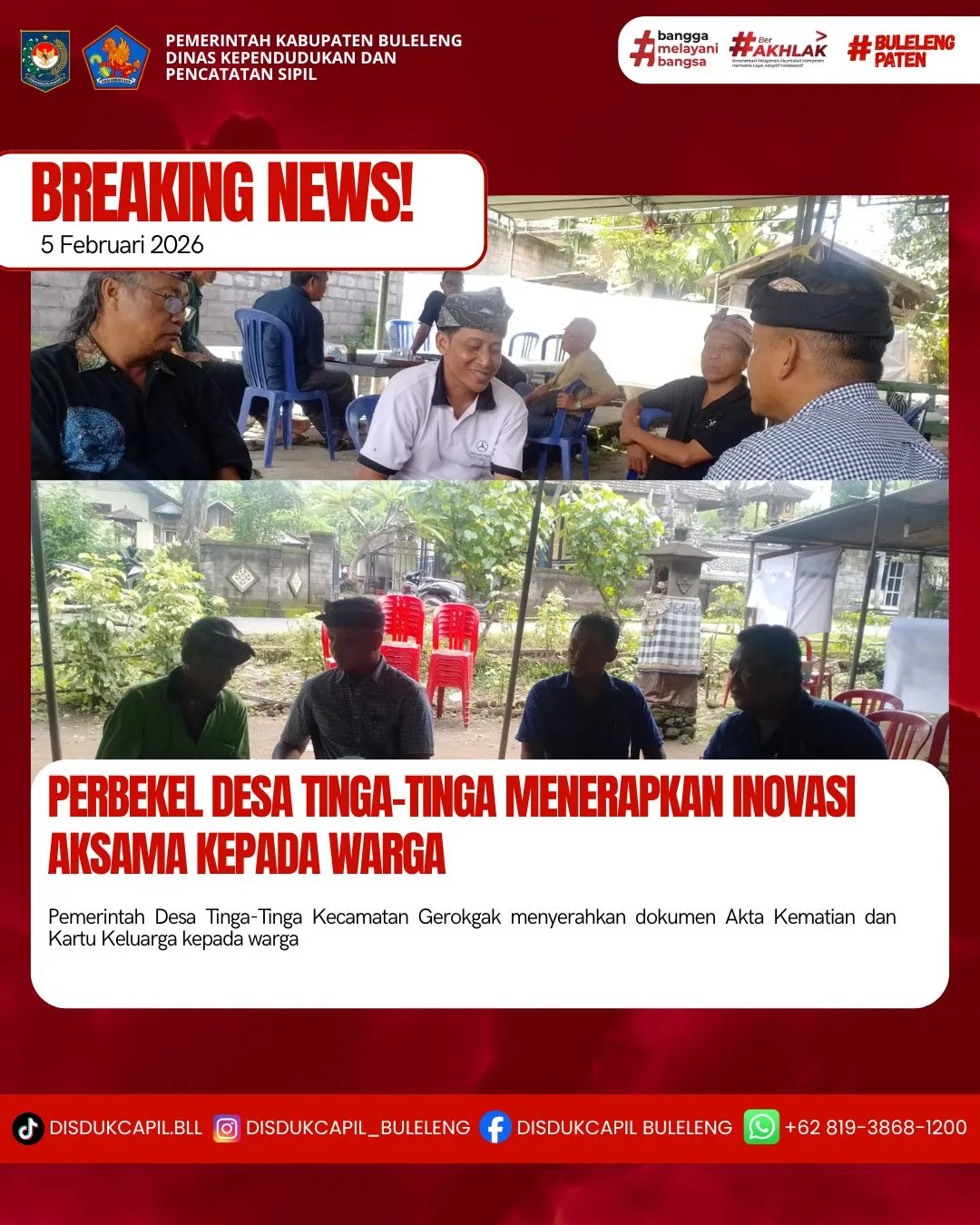 Inovasi Aksama Permudah Penyerahan Dokumen Kependudukan di Desa Tinga-Tinga