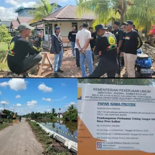LPM Sungai Kakap Awasi Proyek Perkuatan Tebing Sungai Itik Senilai Rp14,8 Miliar