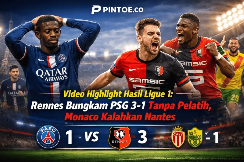 Rennes Gempur PSG 3-1, Monaco Taklukkan Nantes
