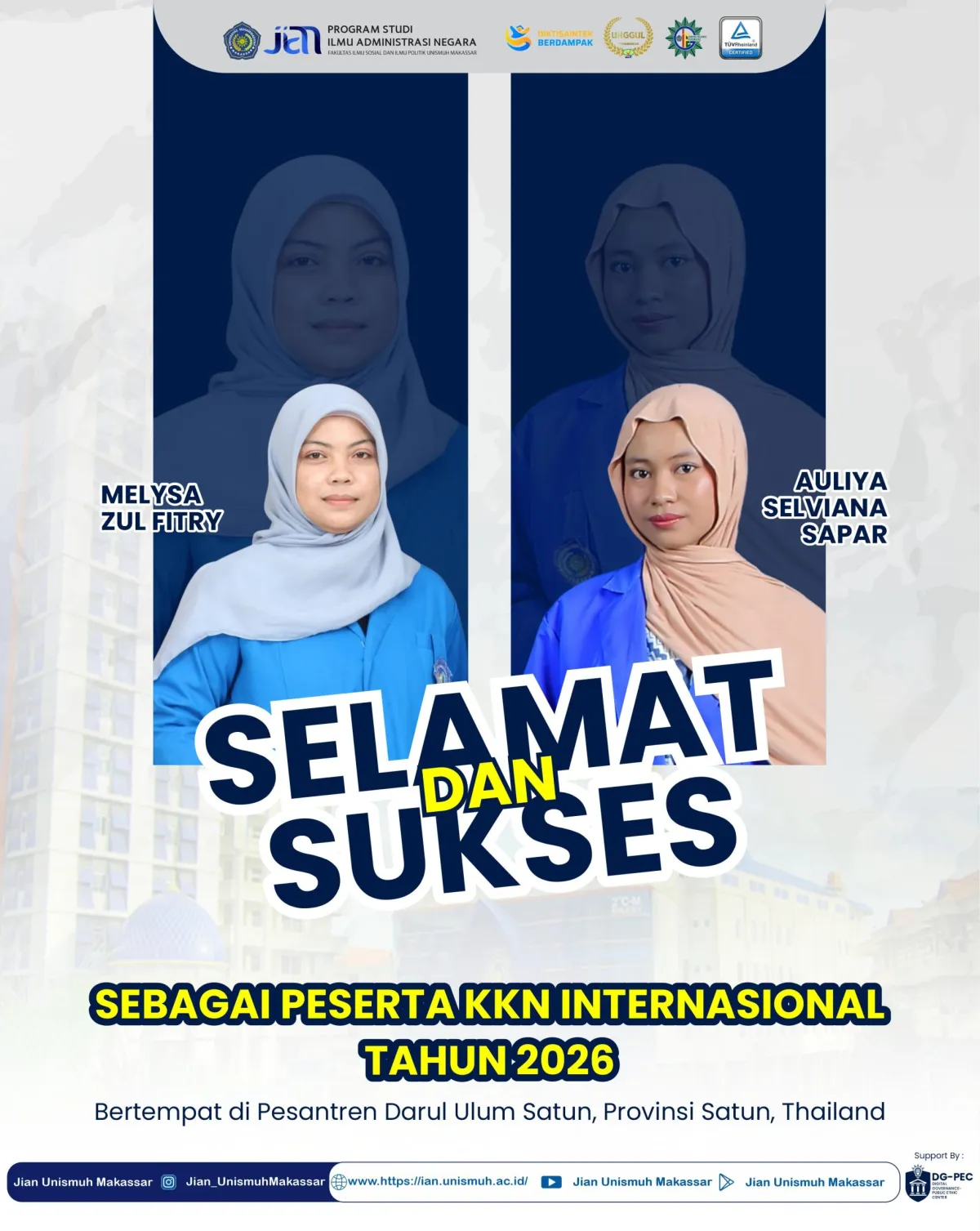 Mahasiswi Unismuh Ikuti KKN Internasional di Thailand