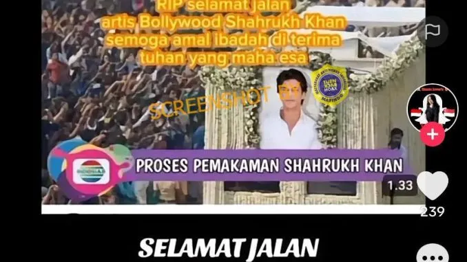 Kabar Meninggalnya Shah Rukh Khan Adalah Hoax