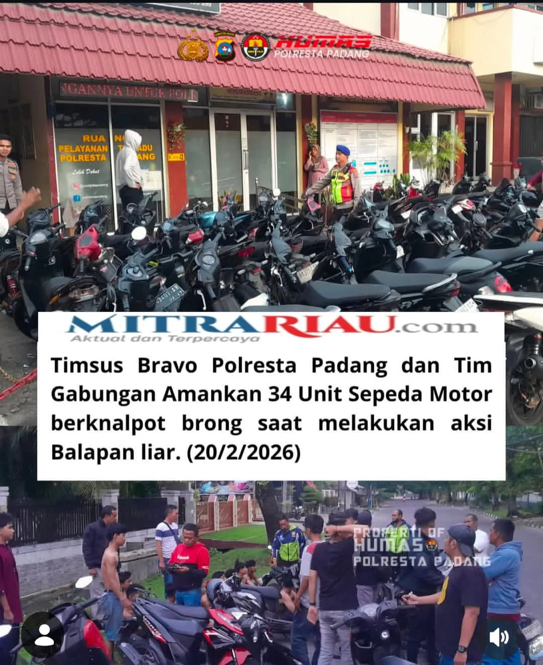 34 Motor Balap Liar dan Knalpot Tidak Standar Diamankan Jelang Ramadhan