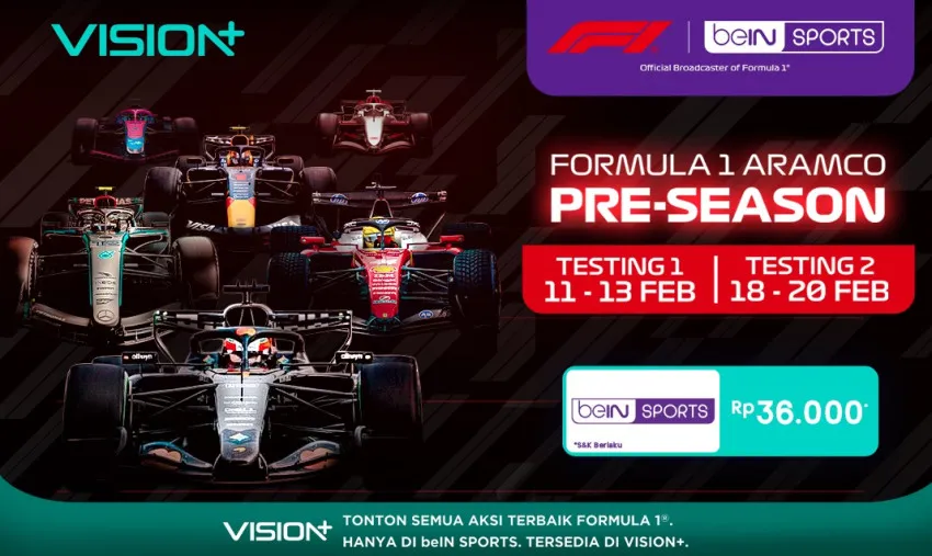 Saksikan Uji Coba Mobil F1 2026 Secara Live di VISION+