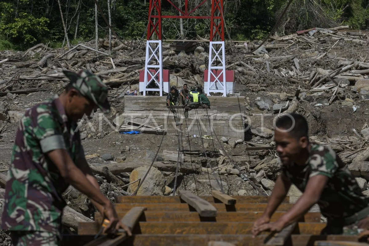 TNI Lanjutkan Pembangunan Jembatan di Aceh Tengah Pascabencana