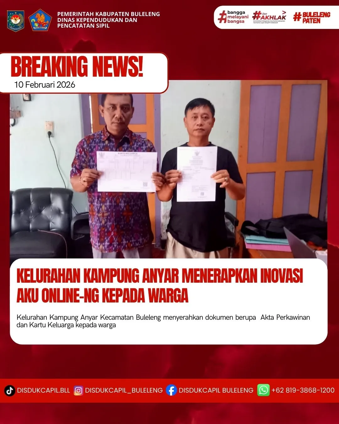 Kelurahan Kampung Anyar Luncurkan Layanan Aku Online-NG untuk Permudah Akses Dokumen Kependudukan