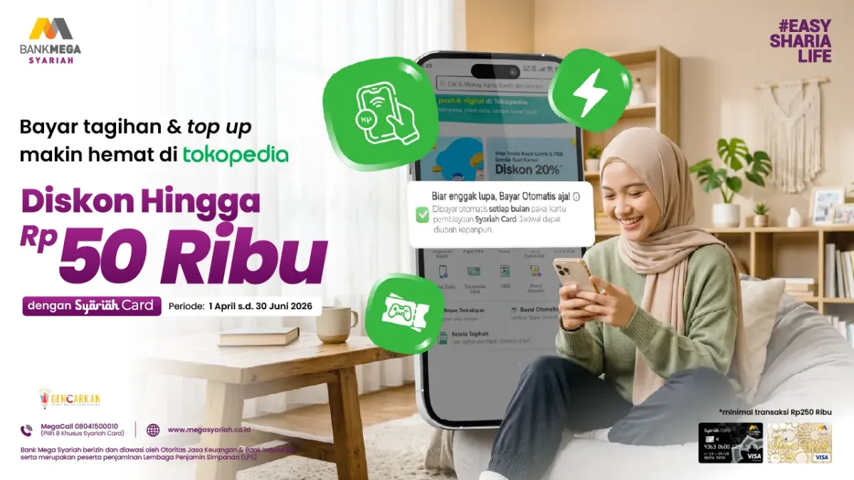 Diskon 50 Ribu untuk Bayar Tagihan di Tokopedia dengan Syariah Card