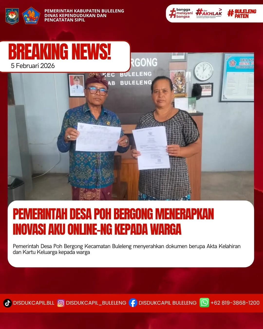 Inovasi Aku Online-NG Permudah Akses Dokumen Kependudukan di Desa Poh Bergong