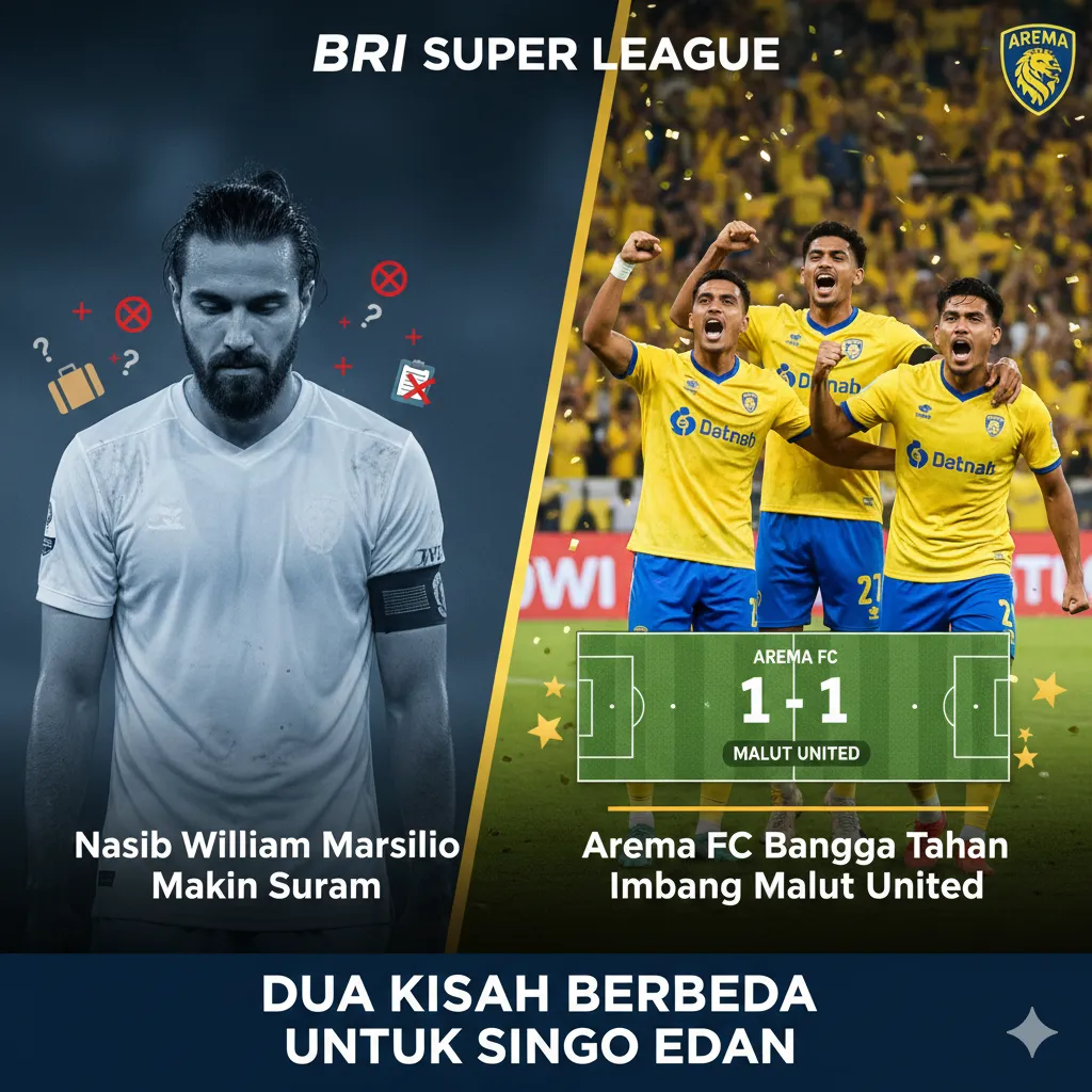 William Marsilio Terpinggirkan, Arema FC Raih Poin Berharga di Malut United