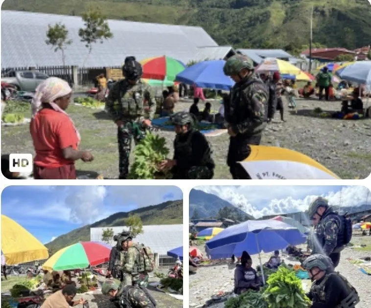 Kegiatan Belanja Kasih Satgas Yonif 743/PSY Dukung Ekonomi Masyarakat Puncak Jaya