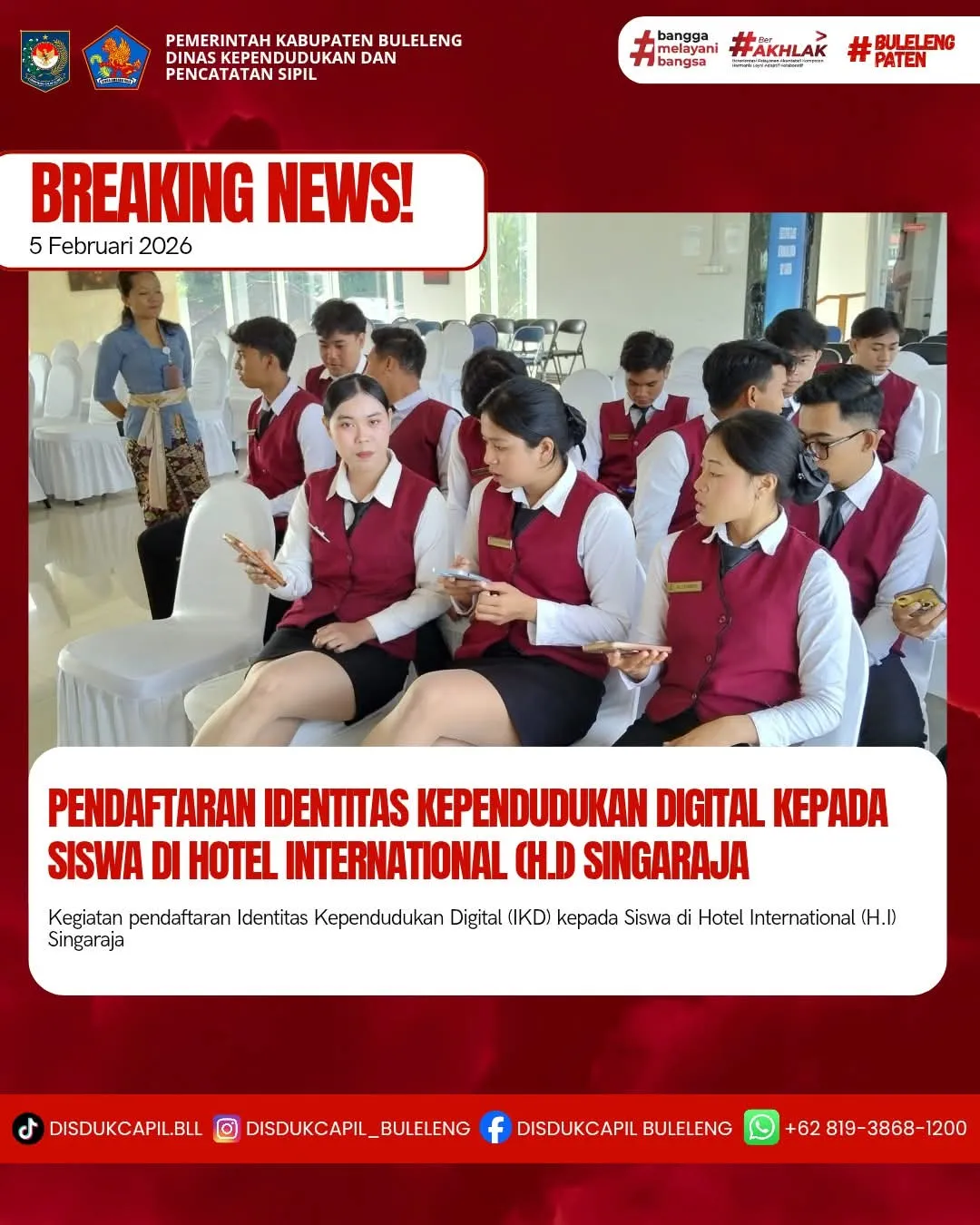 Pendaftaran Identitas Kependudukan Digital untuk Siswa di Singaraja