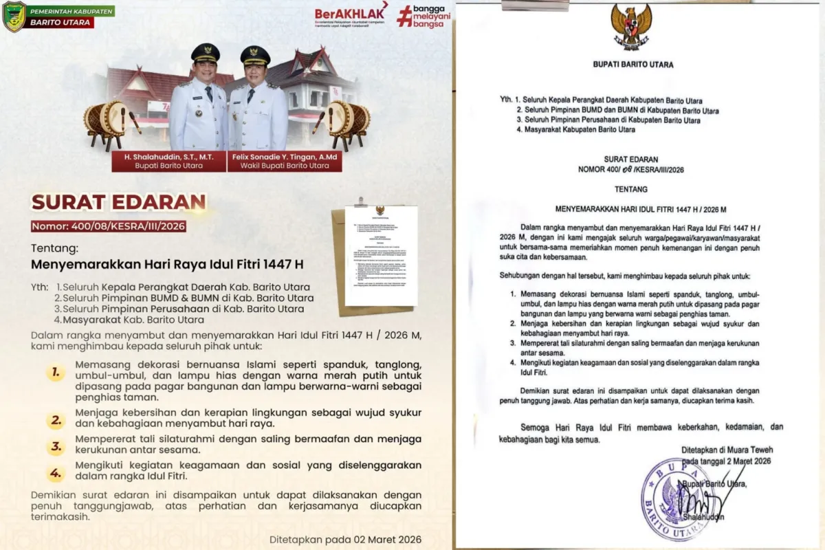 Pemkab Barito Utara Ajak Warga Rayakan Idul Fitri dengan Dekorasi Islami dan Merah Putih