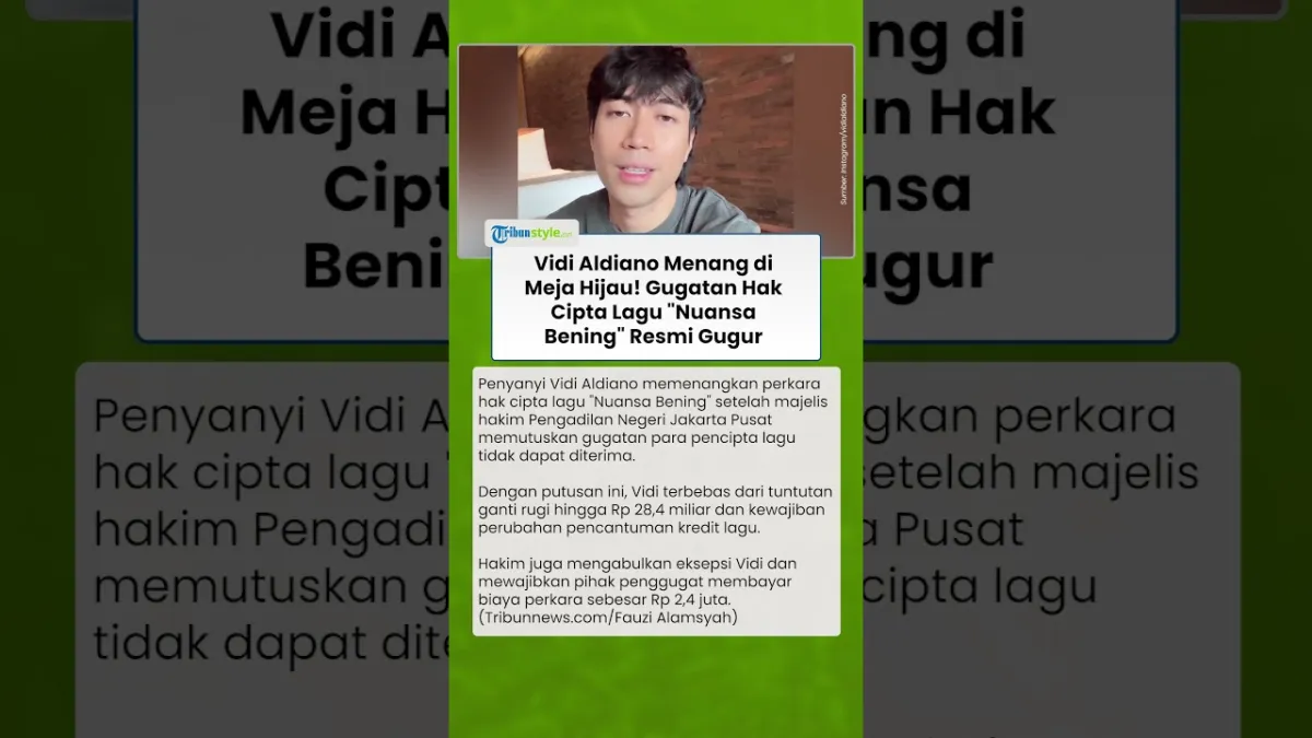 Vidi Aldiano Menang Gugatan Hak Cipta Lagu 'Nuansa Bening'