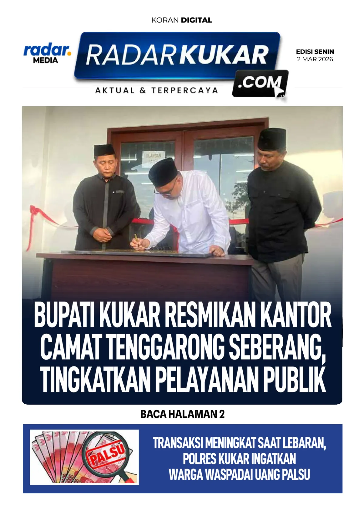 Bupati Kukar Resmikan Kantor Camat Tenggarong Seberang