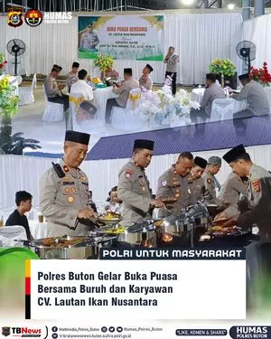Polres Buton Adakan Buka Puasa Bersama Buruh CV. Lautan Ikan Nusantara