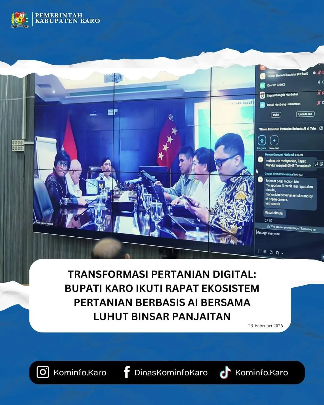 Bupati Karo Dukung Pengembangan Pertanian Berbasis AI untuk Peningkatan Ketahanan Pangan