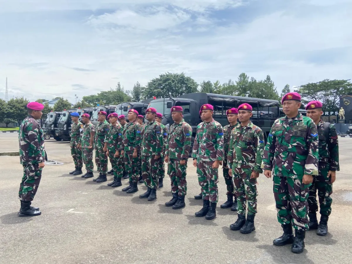 Prajurit Yonangmor 1 Marinir TNI AL Dukung Pergeseran Pasukan ke Jawa Barat