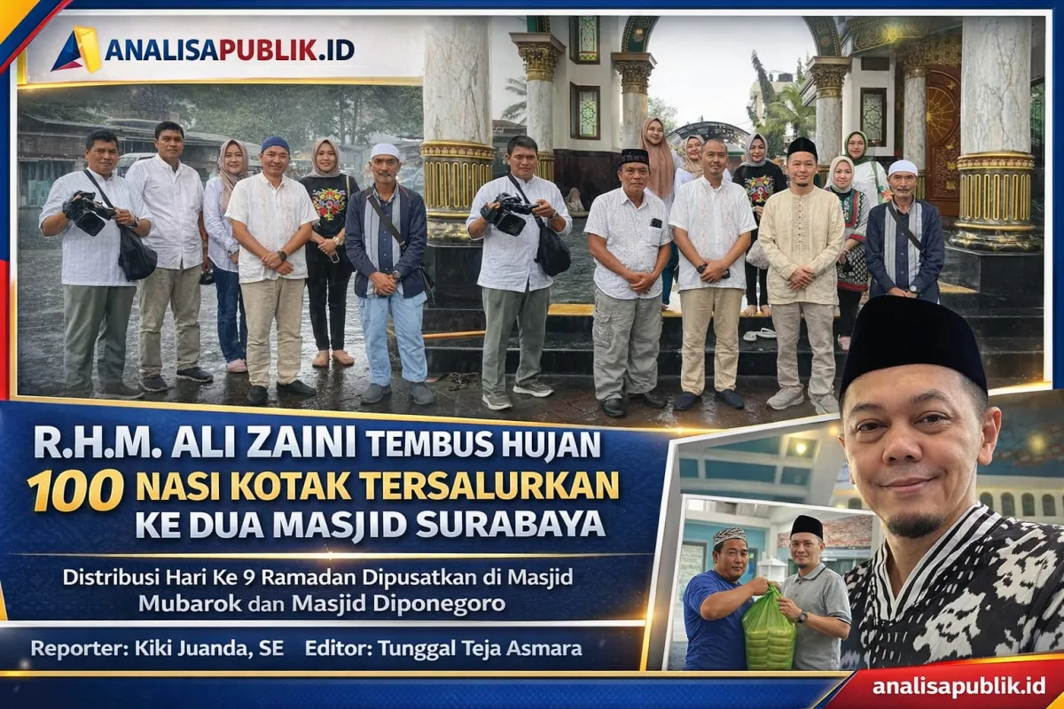 R.H.M. Ali Zaini Salurkan 100 Nasi Kotak untuk Buka Puasa di Tengah Hujan