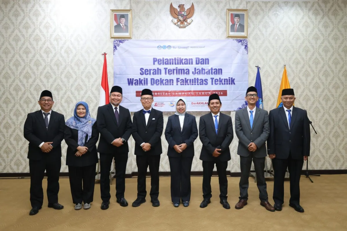 Rektor Unila Lantik Tiga Wakil Dekan Baru di Fakultas Teknik