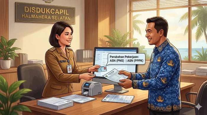 Disdukcapil Halsel Terapkan Perubahan Status Pekerjaan Menjadi ASN di Dokumen Kependudukan