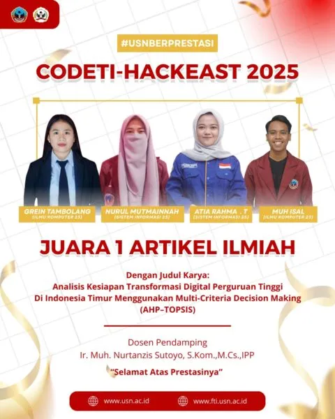 Mahasiswa USN Kolaka Borong Prestasi di CODETI-HACKEAST 2025