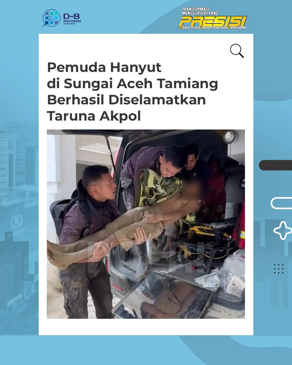 Taruna Akpol Selamatkan Bocah yang Terhanyut di Sungai Aceh Tamiang