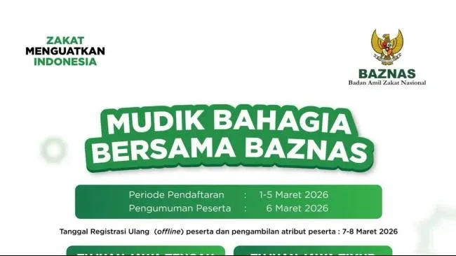 Pendaftaran Program Mudik Bahagia Bersama BAZNAS 2026 Dibuka, Berikut Jadwal dan Syaratnya