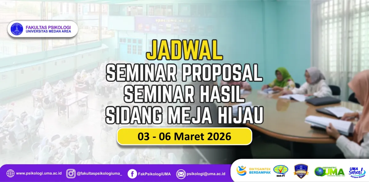 Jadwal Seminar dan Sidang Mahasiswa Psikologi 3-6 Maret 2026