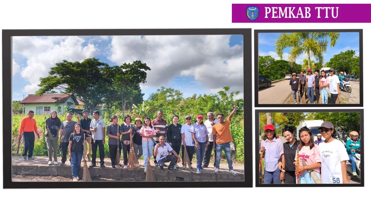 Semangat Gotong Royong OPD TTU Bersihkan Jalur Ringroad Jalan Hendrikus Sakunab