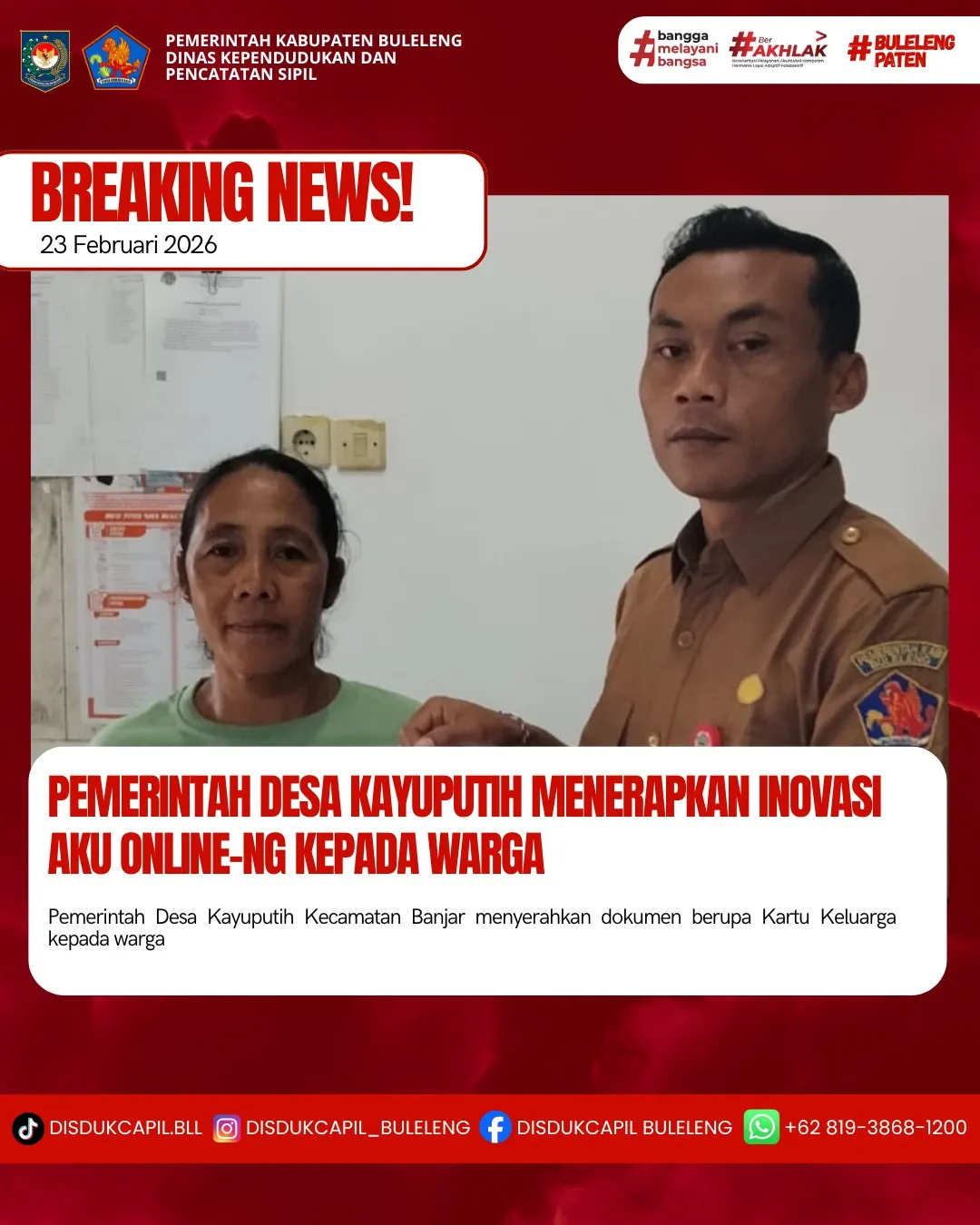 Desa Kayuputih Implementasikan Aplikasi Aku Online-NG untuk Permudah Pelayanan Kependudukan