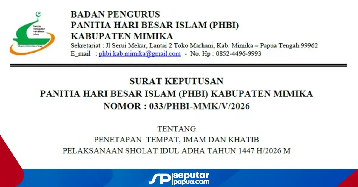 PHBI Mimika Siapkan 94 Titik Salat Iduladha di Tahun 2026