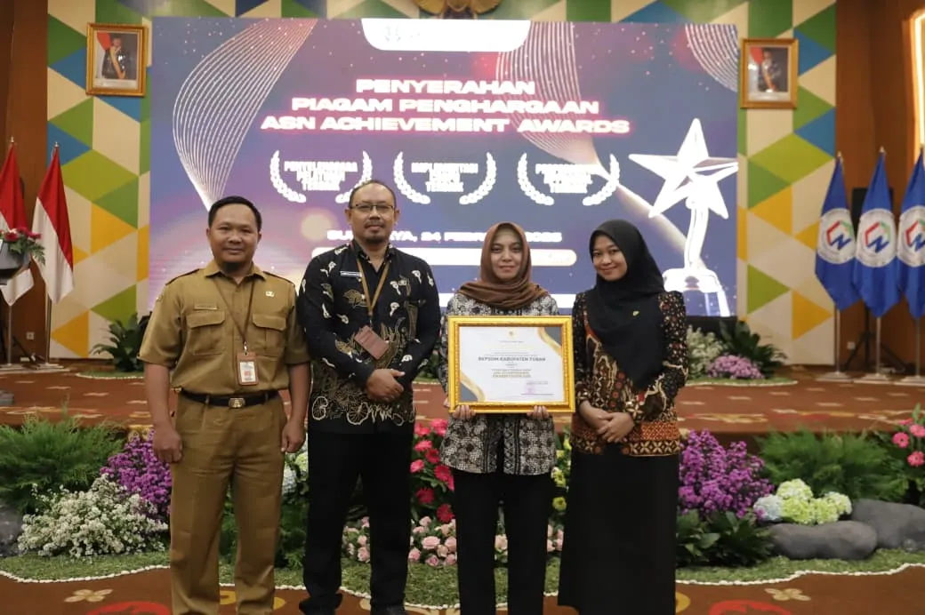 BKPSDM Tuban Dapat Penghargaan Pelatihan Terbaik di Jatim