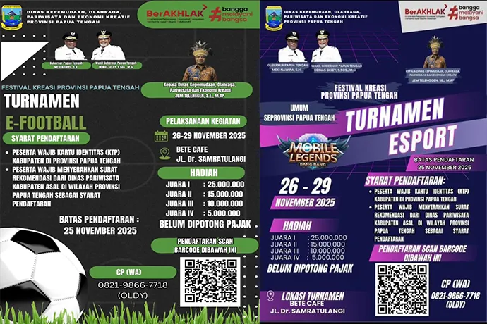 Turnamen E-Sport Festival Kreasi Papua Tengah Dimeriahkan 278 Peserta