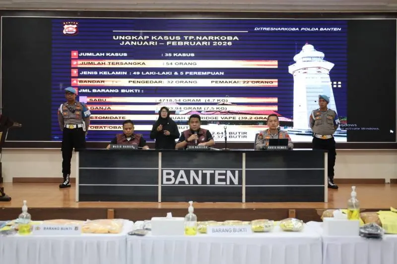 Polda Banten Amankan 54 Tersangka dalam 35 Kasus Narkotika