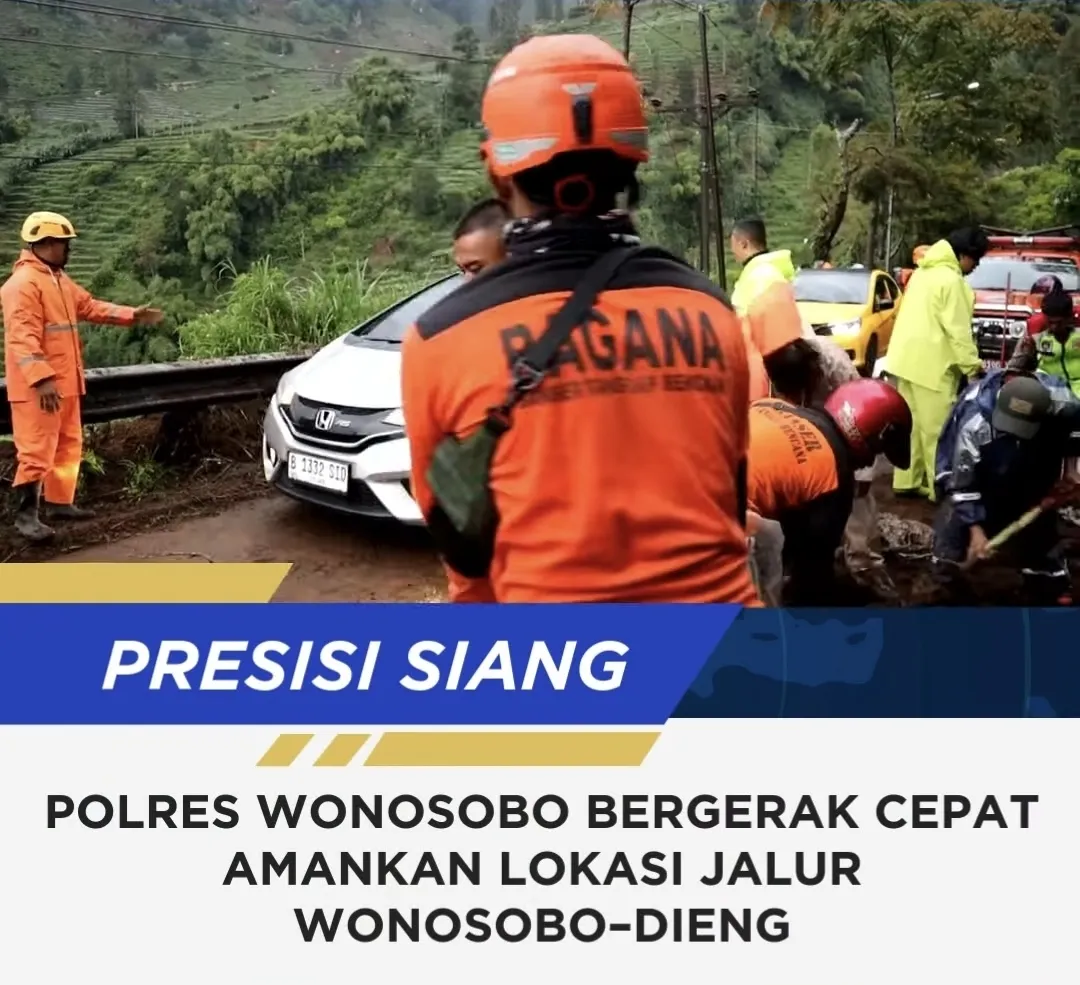 Polres Wonosobo Tanggapi Cepat Tanah Longsor di Jalur Wonosobo-Dieng